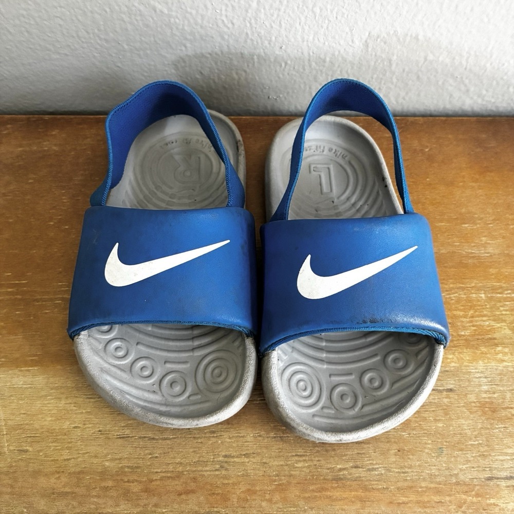 Nike Kawa Slide Strap Sandals Royal Blue Gray Baby Toddler Size 6C 6 - Picture 2 of 8